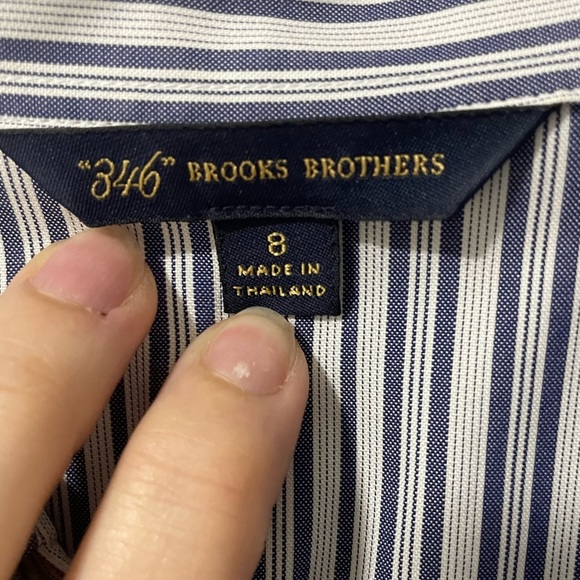 BROOKS BROTHERS 346 -Women’s 8 White Blue Striped Tie Belt Shirt Dress Roll Tab - Picture 4 of 6